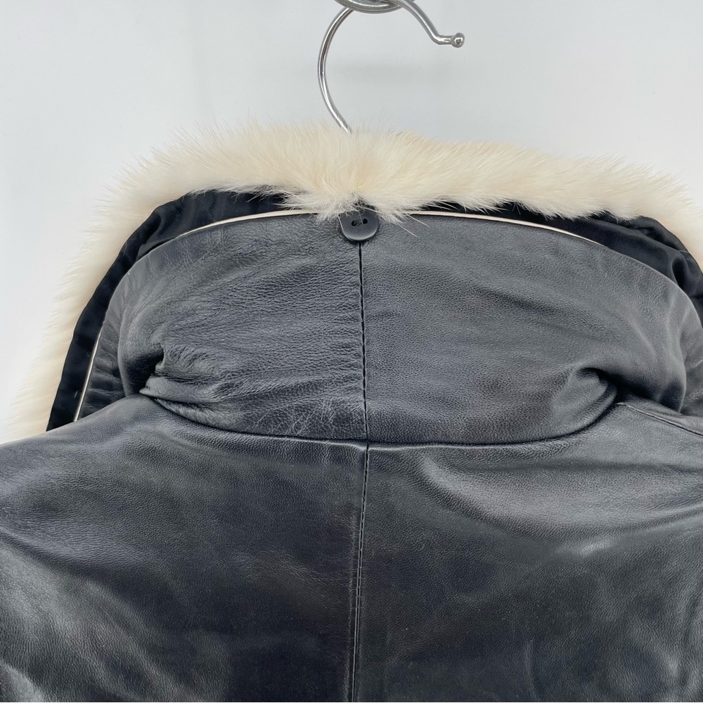 Vintage Chosen Couture Collection Leather Jacket Black Mink Trim L - Picture 6 of 8